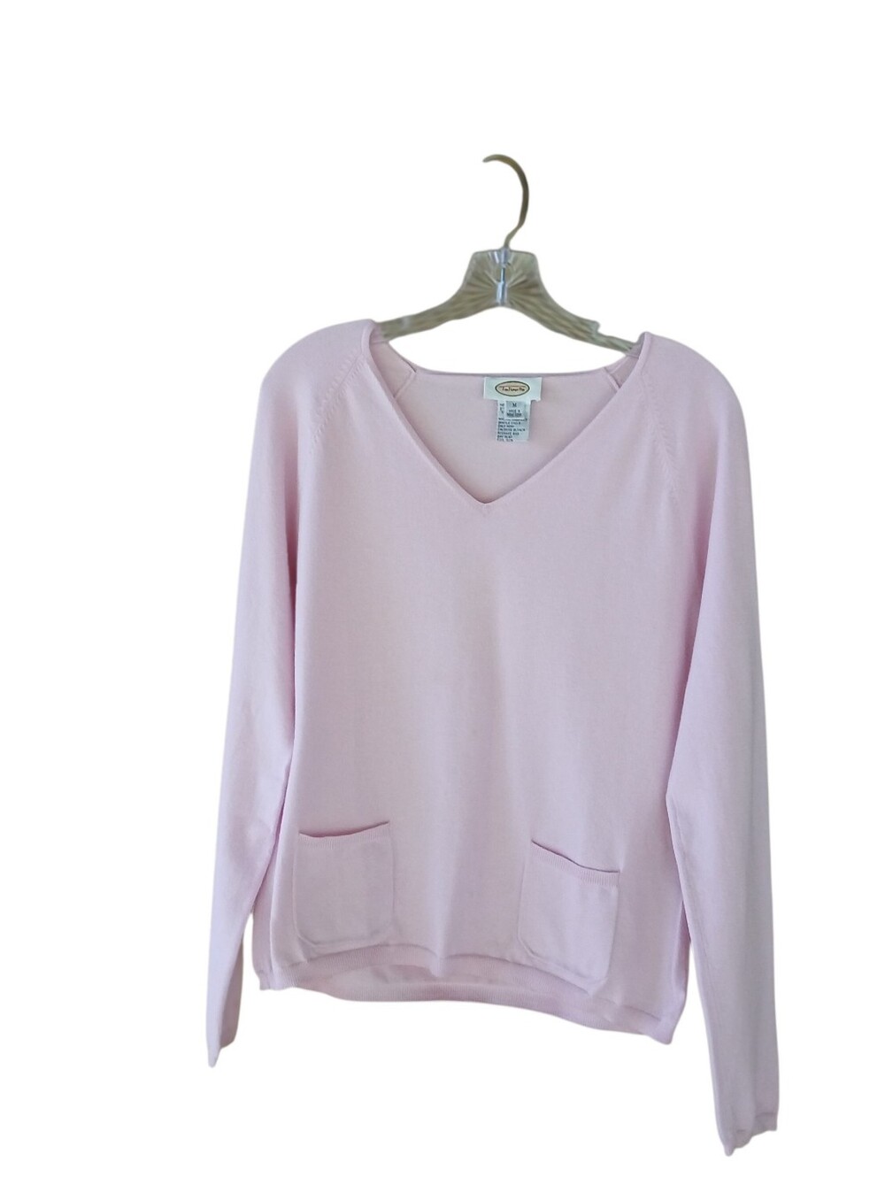 Talbots Pink V Neck Raglan Sleeve Sweater Medium